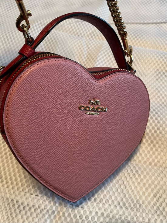 Coach Handbags - Coach Pink Heart-Shaped Mini Crossbody with Gold Hardware